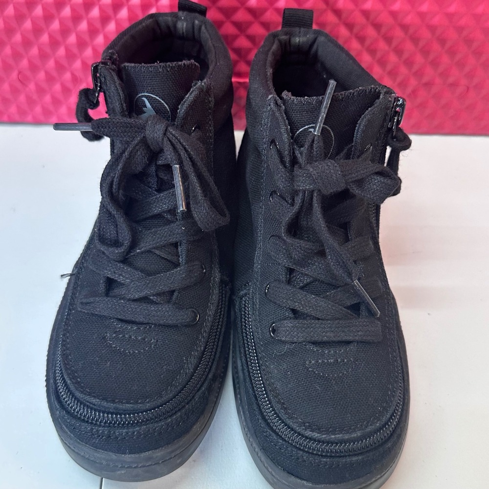 BILLY Kids Classic Lace High Top Black Canvas Sneakers Size 11 back to schol